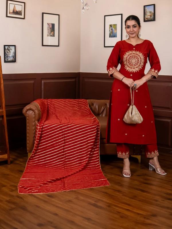 VP 9753 R Sindoori Zari Noor Kurta Set